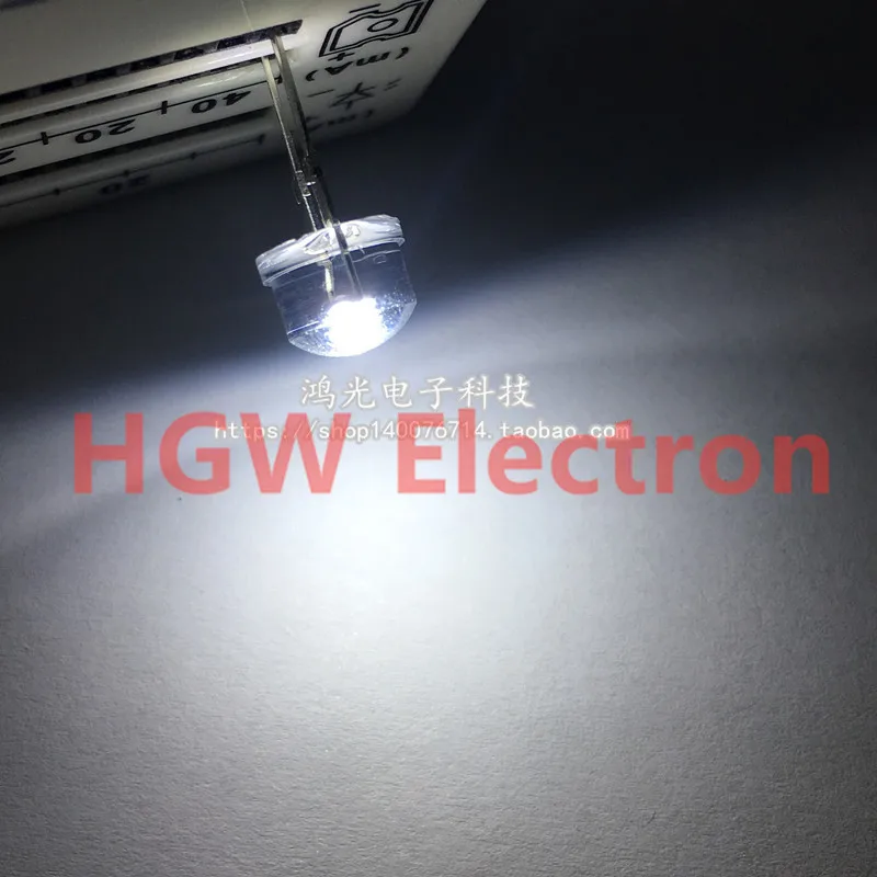 50pcs F8 Straw hat white light Highlight strong light flashlight LED Lamp bead 8mm Light-emitting diodes (leds) lighting LED