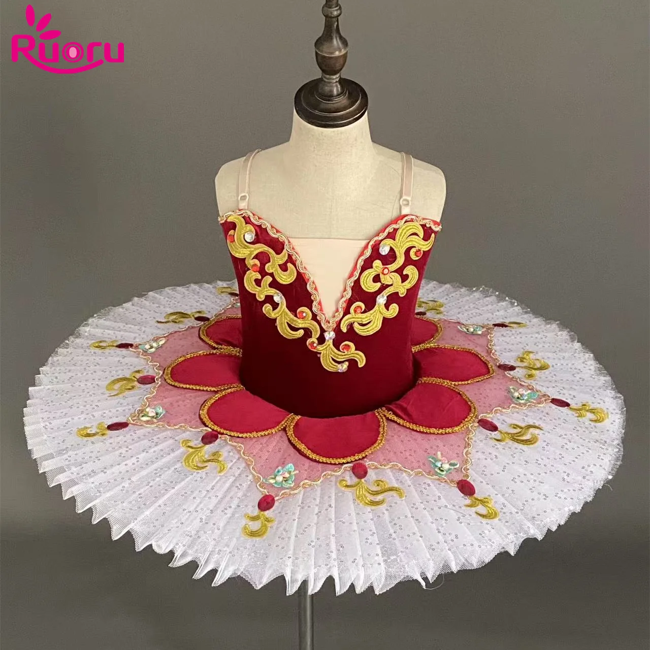 

Ruoru Professional Ballet Tutu Dress Girls Ballet Pancake Tutu Ballerina Costumes Child Kids Dancing Costume Swan Lake Dance
