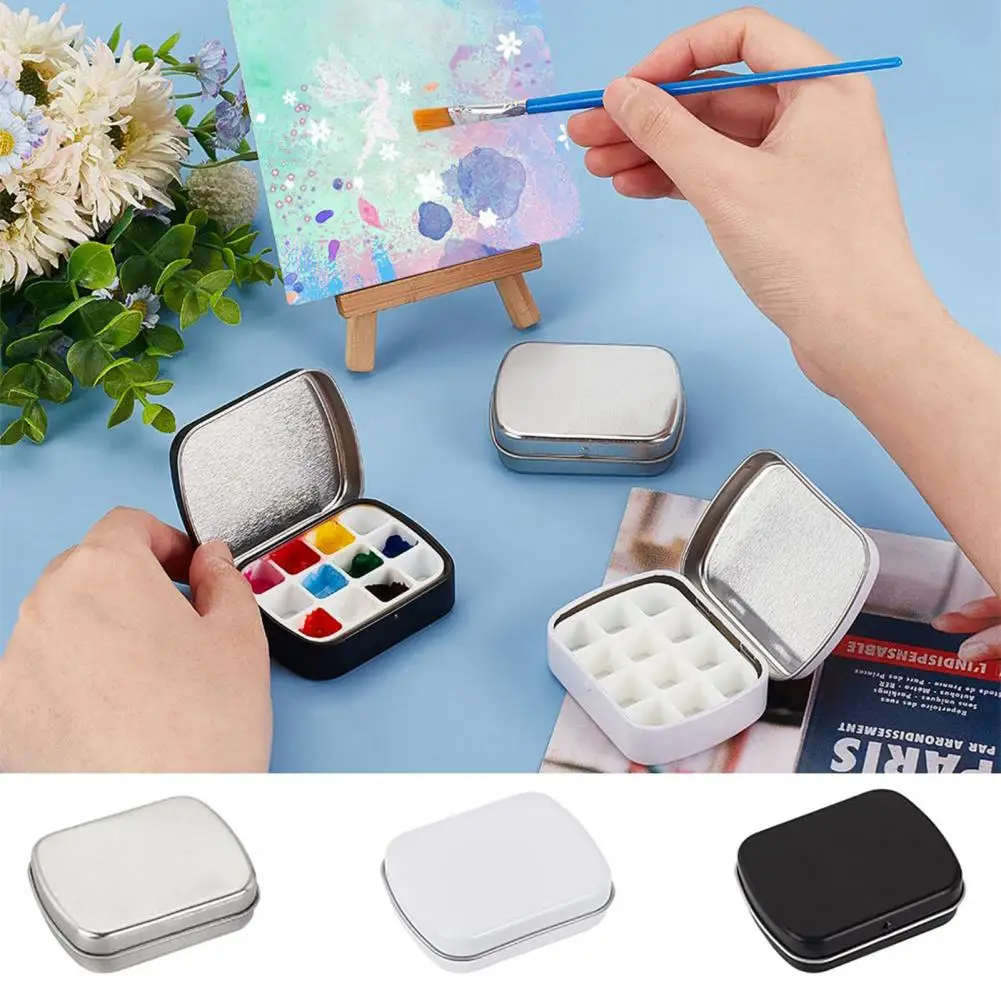 Watercolor Packing Box Compact Watercolor Palette Portable Watercolor Nail Polish Storage Box with 12 Grids for Outdoor Travel