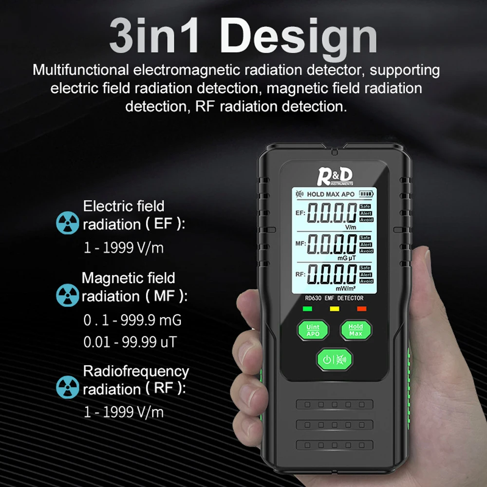 3 w1 pole elektryczne pole magnetyczne RF detektor promieniowania Tester promieniowania elektromagnetycznego miernik EMF miernik częstotliwości