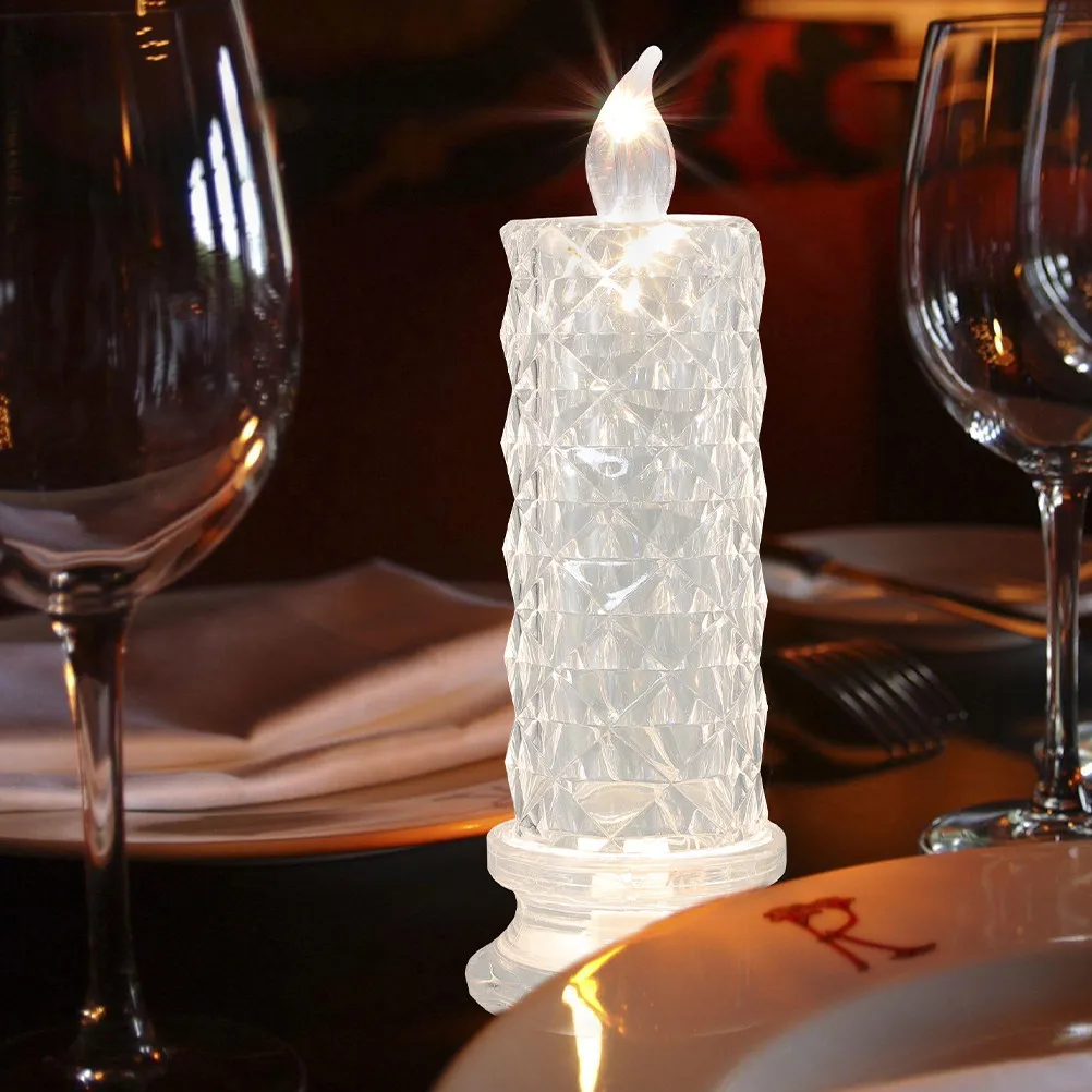 2Pcs LED Electronic Lights Flameless Plastic Operated Romantic Night Light for Bedroom Wedding Party Festival