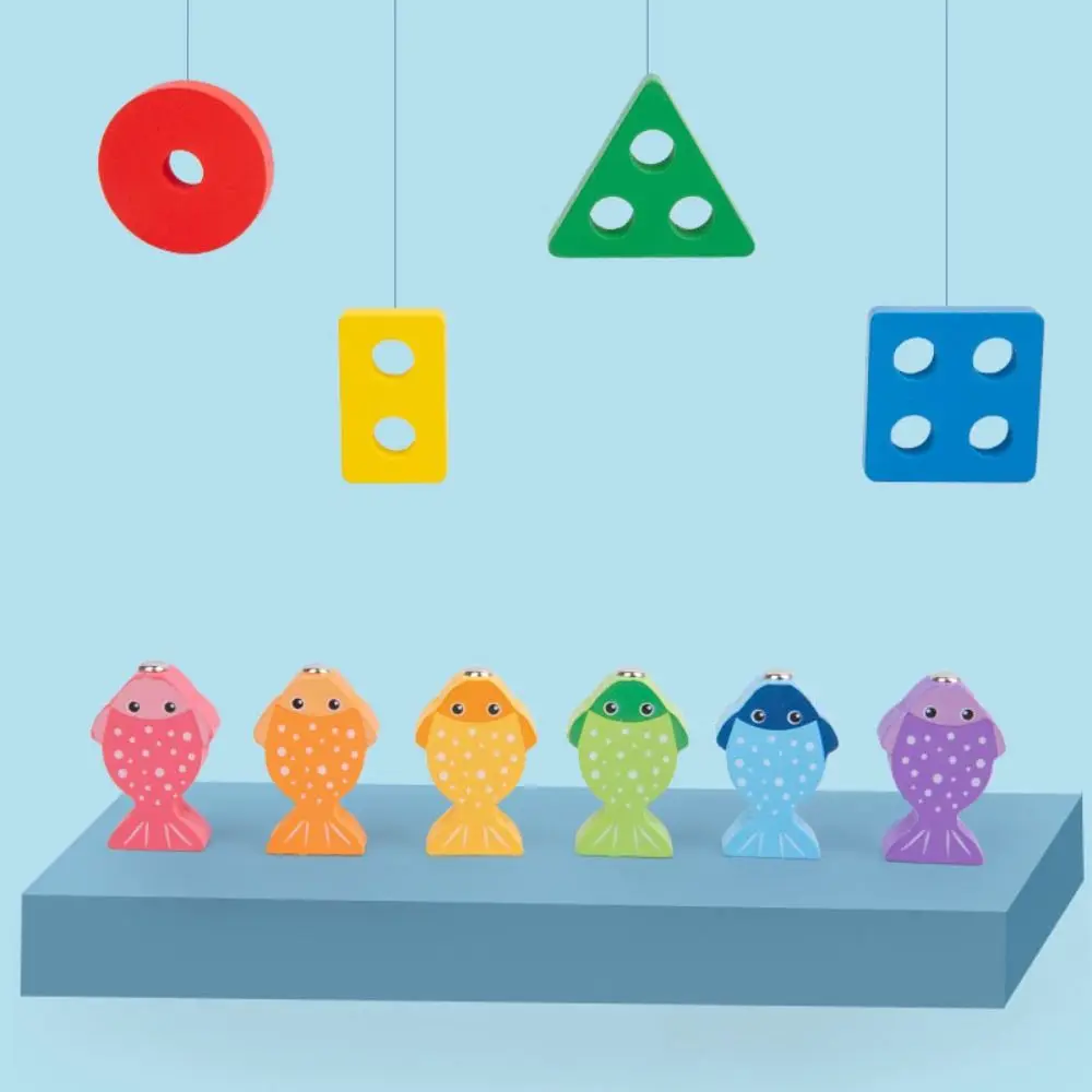 Jeu de pêche magnétique en bois, reconnaissance des couleurs, jeu de société assorti pour l'éducation précoce Montessori, interactif multifonctionnel