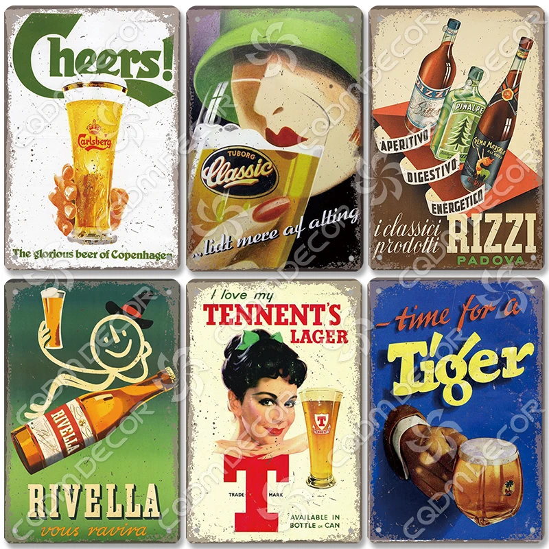 Famous Beer Brand Poster Metal Tin Sign Retro Belgian Dutch Beers Metal Plaque Wall Art Decor for Bar Pub Club Dining Room