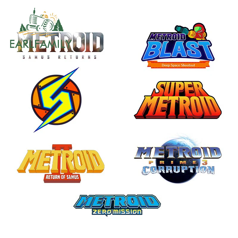 EARLFAMILY 13cm Metroid Logo Car Stickers Graphics Personality Scratch-Proof Decal RV Motorcycle Refrigerator Car Accessories