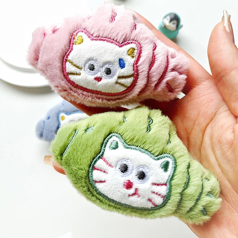 Cartoon Creative Plush Doll Decoration Brooch Cute Cat Snapper Shaped Badge DIY Bag Decoration Accessories Children Gifts