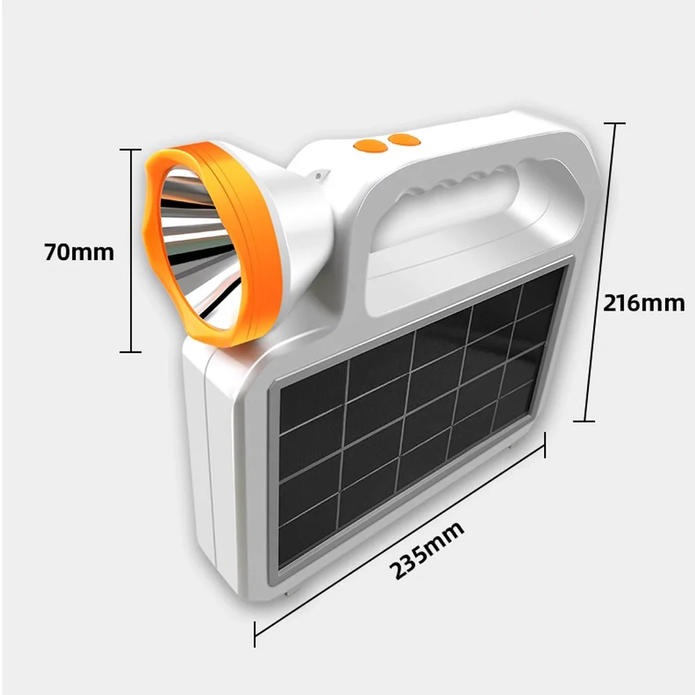 Solar Powered Portable Flashlight Emergency Lamp Camping Light Rechargeable Handheld Torch for Outdoor Activities