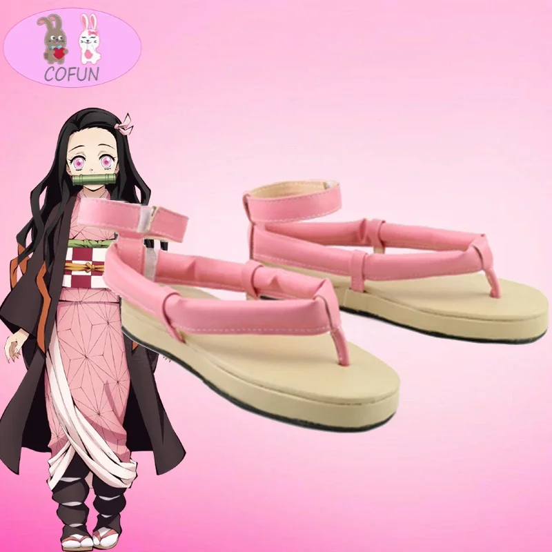 

COFUN Anime Kimetsu no Yaiba Cosplay Shoes SKamado Nezuko Cosplay Shoes Halloween Pink Daily Leisure Shoes