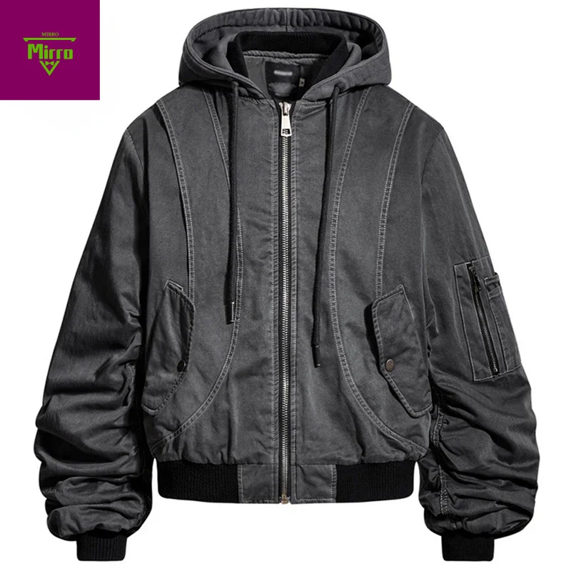 

Vintage Winter Jackets Men Thicken Warm Parkas Coats Streetwear Oversized Irregular Patchwork Retro Padded Jackets Outwear