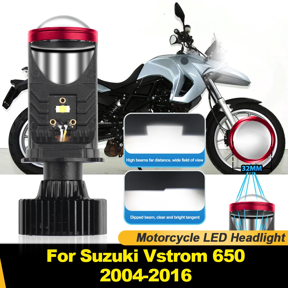 

100W H4 Motorcycle LED Light 6000K 12V Projector Lens Moto Headlight Bulb For Suzuki Vstrom 650 2004-2012 2013 2014 2015 2016