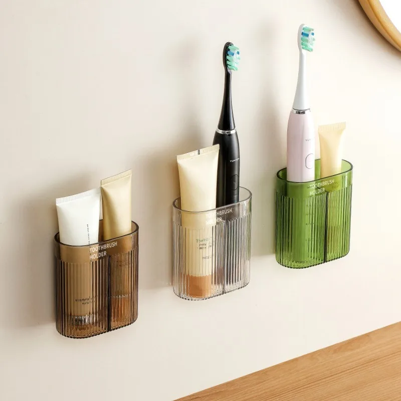 Wall-mounted Simple Toothbrush Toothpaste Holder Bathroom Drill-Free Toothbrush Storage Box Bathroom Drain Holder Organizer