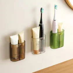 Wall-mounted Simple Toothbrush Toothpaste Holder Bathroom Drill-Free Toothbrush Storage Box Bathroom Drain Holder Organizer