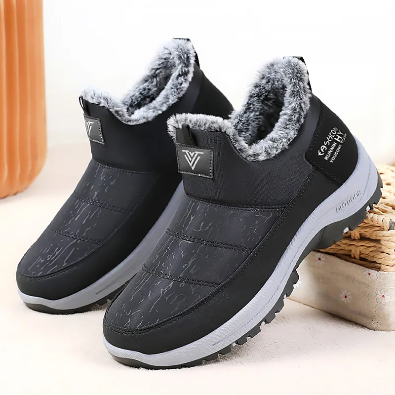 

Женские зимние теплые повседневные зимние ботинки Cotton oes на подкладке, ботильоны из эластичной ткани до середины икры, ботинки на низком каблуке с круглым носком, подошва из ПВХ