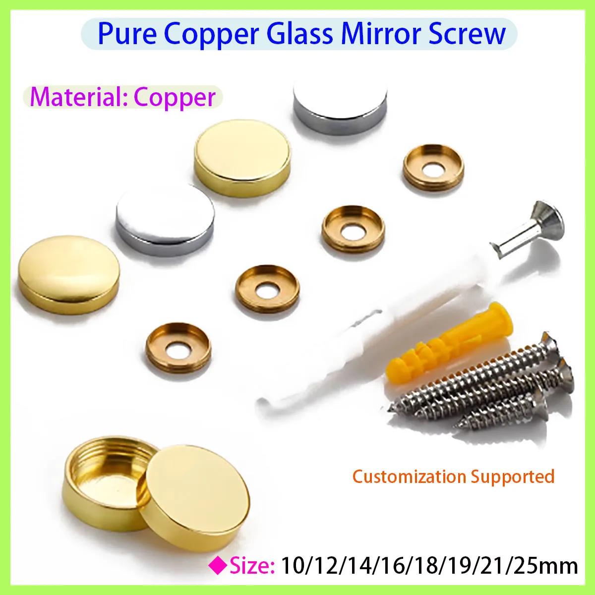 

Mirror Screw Pure Copper Decorative Cap Nail Brushed Stainless Steel Screw 10mm 12mm 14mm 18mm 21mm 25mm