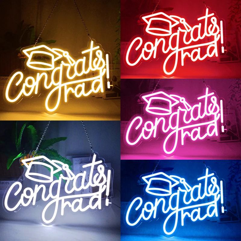 

Neon Sign Congrats Grad Light for Graduation Wall Door Room Decor Congratulation Lighting Neon Signs Gift For Graduation Party