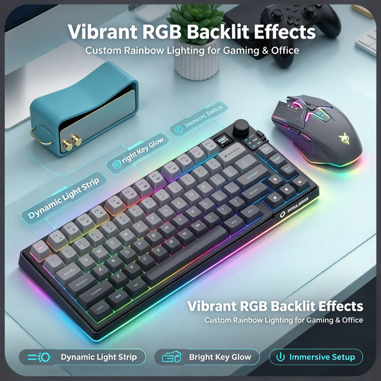 2.4G Bluetooth Wireless RGB Backlit Gaming/Office Mechanical Keyboard And Mouse Combo Dual-Mode Ergonomic Design Keyboard Set