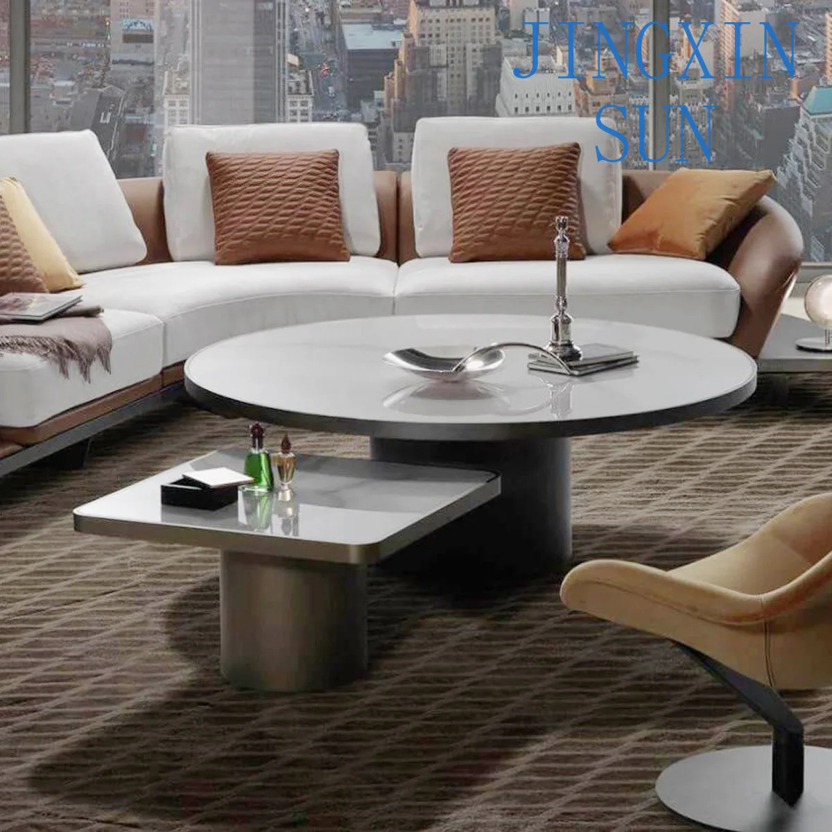 Light luxury marble coffee table postmodern simple living room small apartment Italian tea table
