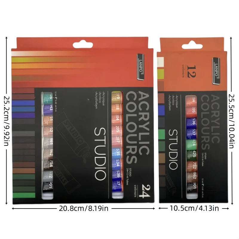 12/24 Colors Acrylic Paint Set, 12ml Tubes for Canvas, Wood & Graffiti, DIY Art Supplies for Beginners & Crafters