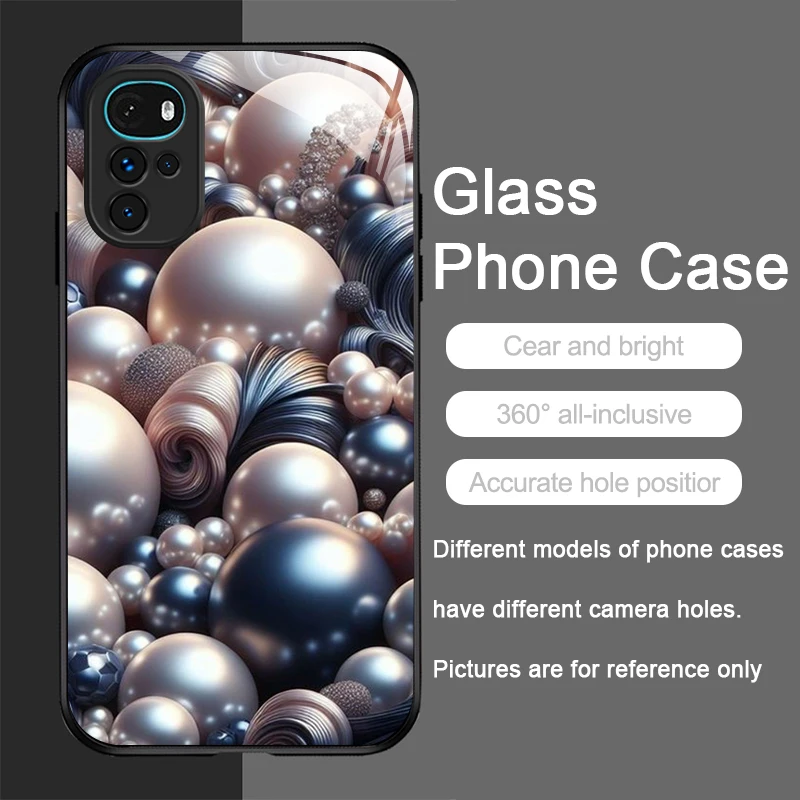 حافظة هاتف فاخرة من الزجاج المقسى بنمط حجر اللؤلؤ الماسي لهاتف موتورولا موتو G85 G84 Edge 50 Fusion 40 Neo 30 Pro 5G