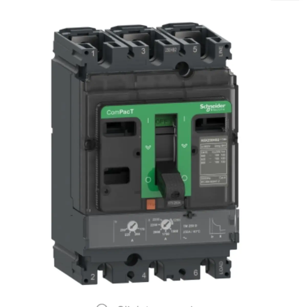 Wyłącznik nadprądowy C25F3TM200, ComPacT NSX250F, 36kA/415VAC, 3-biegunowy, moduł wyzwalający TMD 200A