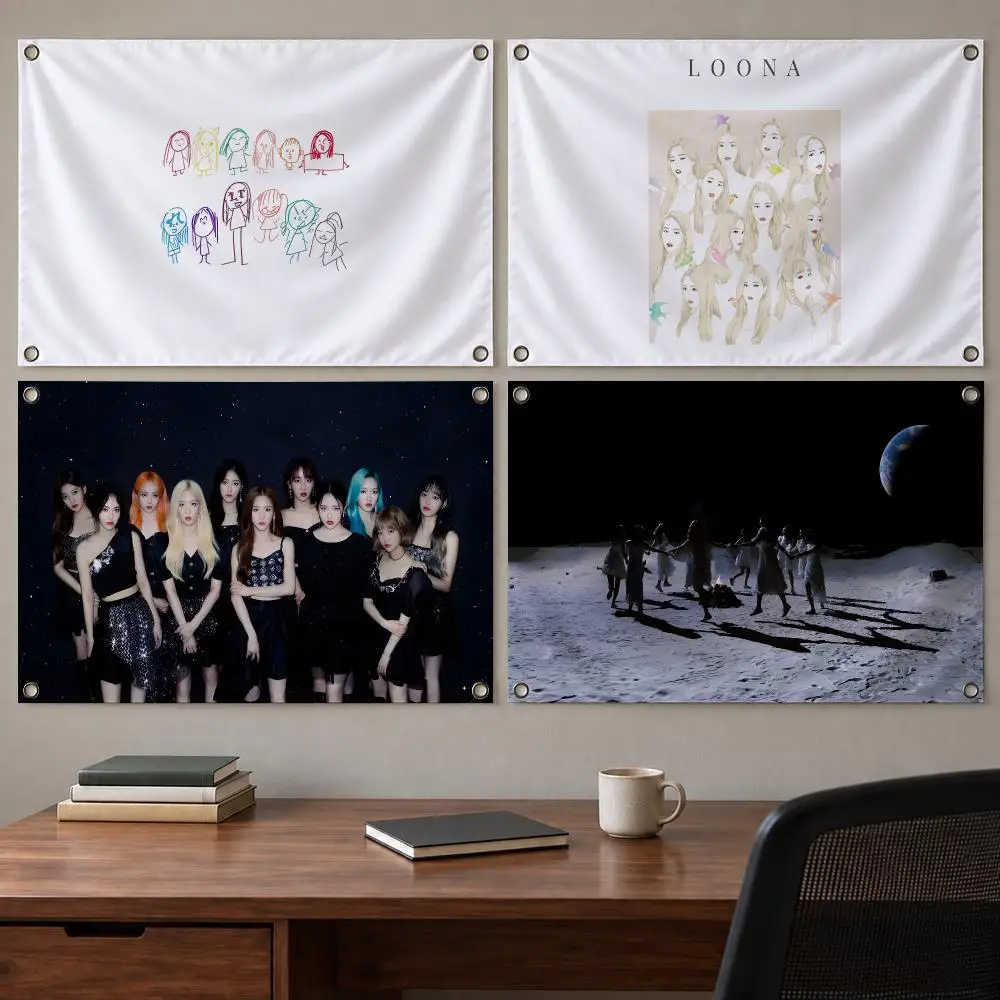 Trending K-Pop LOONA Flags Indoor Outdoor Wall Banner Party Decor Large Hanging Wall Backdrop