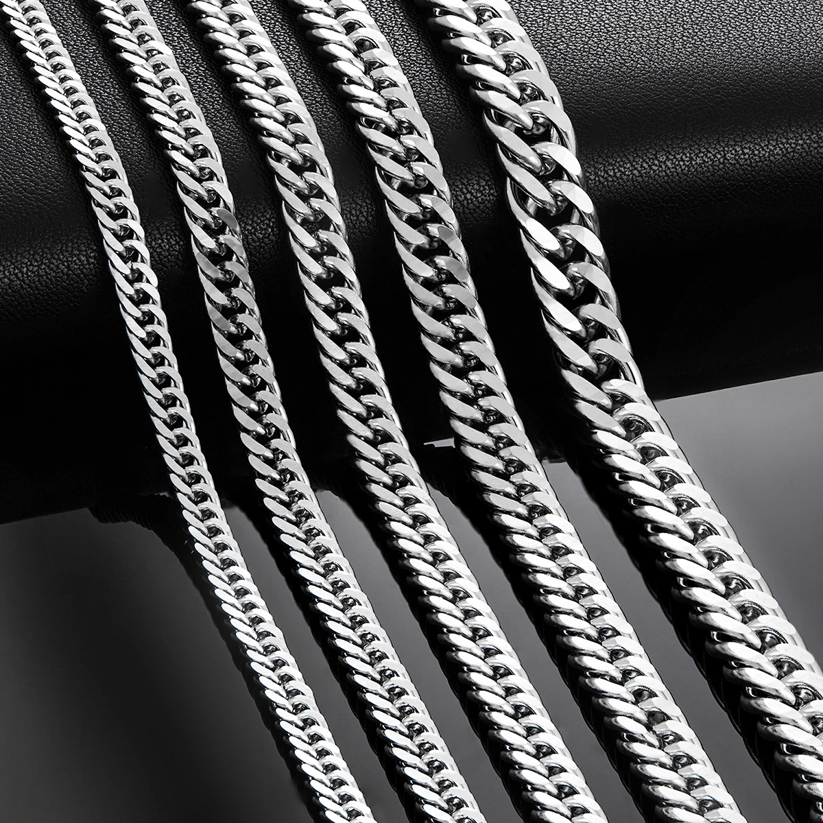 4,8mm/5,8mm/6,6mm/7,5mm/9,2mm Edelstahl Cuban Link Ketten Klassische männer Jungen Curb Chunky Halskette 14 zu 30 Zoll