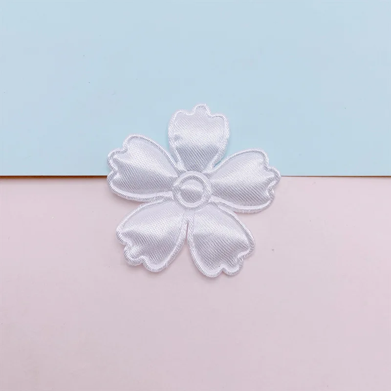 100Pcs 3,5 CM Stoff Blume Gepolsterte Appliques Nähen auf Patches Kleidung Hüte Haarnadel Ornament Zubehör DIY Handwerk Verlegenheit – Detail 10