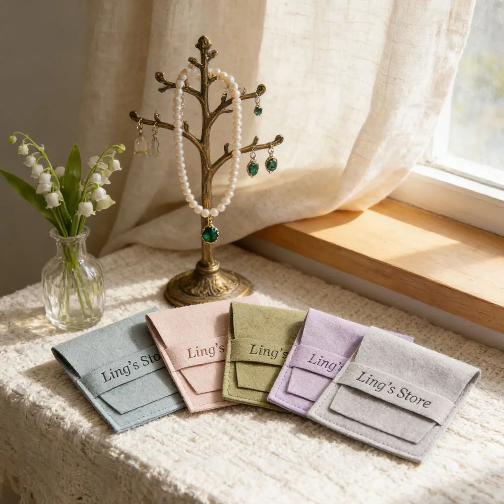 

100 шт. персонализированных подарочных мешочков из микрофибры для ювелирных изделий, конфет, браслетов, серег, колец, подвесок, упаковка для маникюра, органайзер-конверт