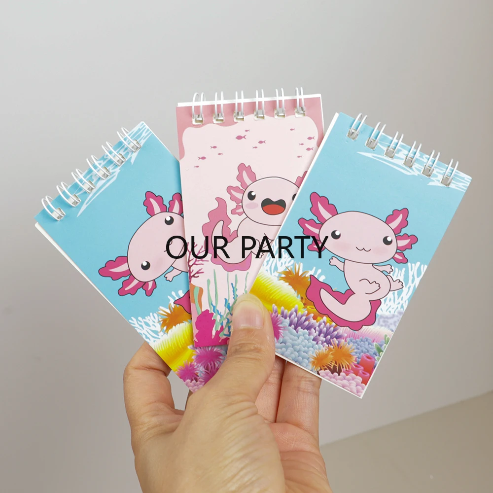 12 Stück Cartoon Meerestier Axolotl Thema Tragbares Spiralnotizbuch Mini-Notizblock für Kinder Geburtstagsparty-Geschenke Schulbelohnungen – Detail 3