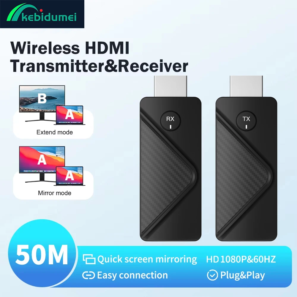 Kebidumei Wireless HDMI-compatible Video Transmitter Receiver Extender TV Stick Adapter Dongle for TV Monitor Projector Switch