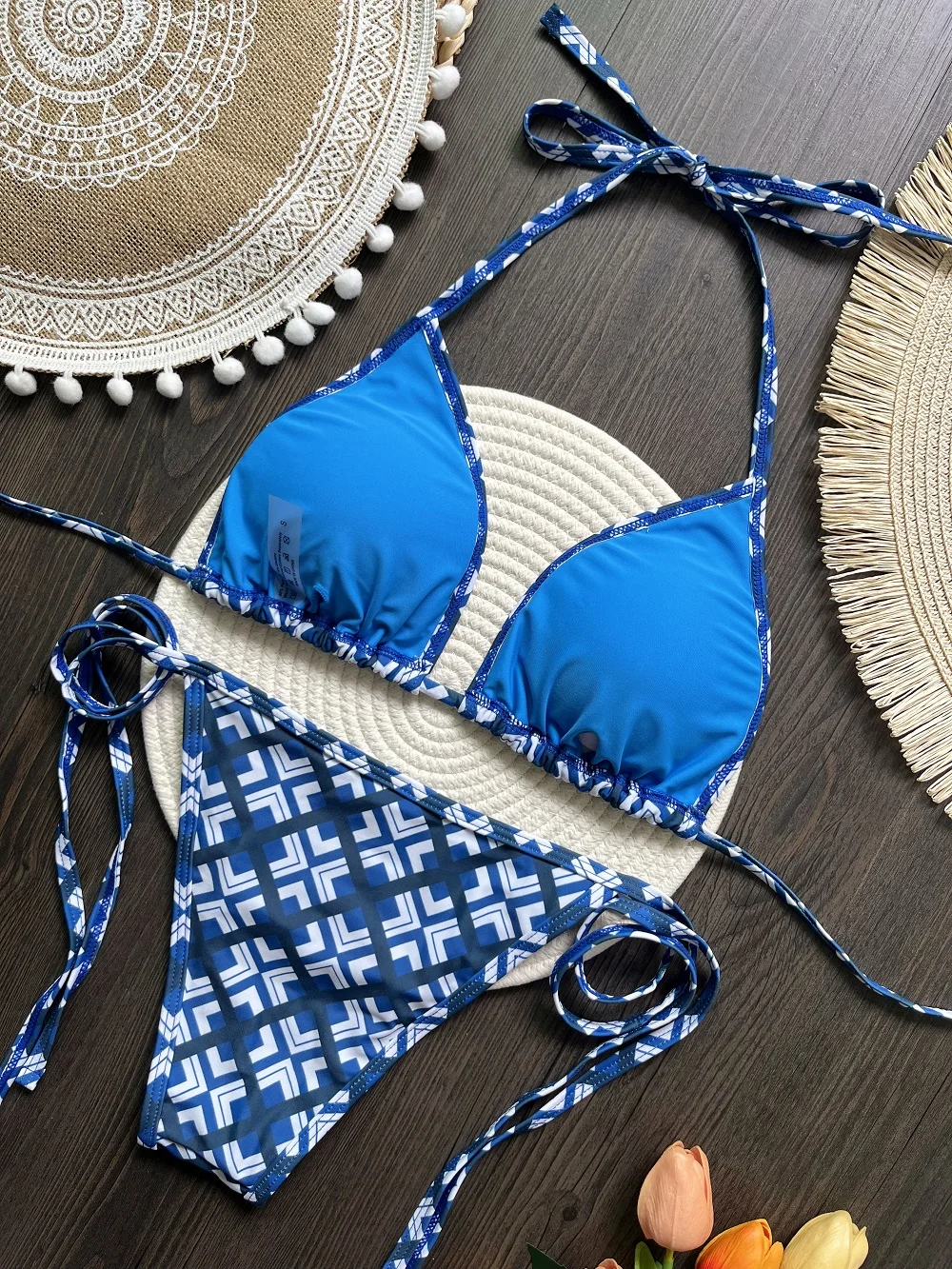 RUOTONSEPT Sexy New Lattice Print Bikini Set Women\'s Swimsuit Two-piece Triangle Thong Swimwear Bathing Suit Brazilian Biquinis
