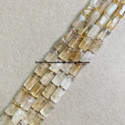 7'' 천연 면처리된 노란색 황수정 실린더 스페이서 스톤 비즈 6.5X10mm 쥬얼리 만들기 DIY용