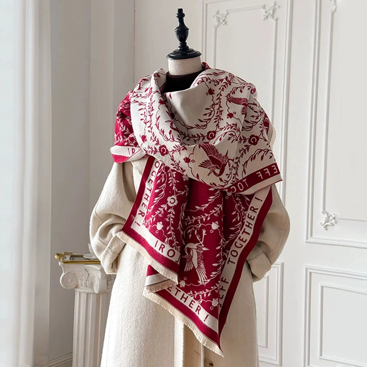 

Новый женский модный брендовый шарф в виде лотоса, роскошные осенне-зимние теплые двусторонние шали, жаккардовый шарф, пашмина Mujer, платок Bufanda