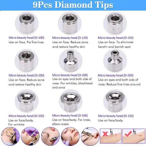 Professionell diamantmikrodermabrasionsmaskin 65-68cmHg sug 9 spetsar ansiktsexfoliering huddermabrasionsmaskin 9 best sales dermabrasion - №7