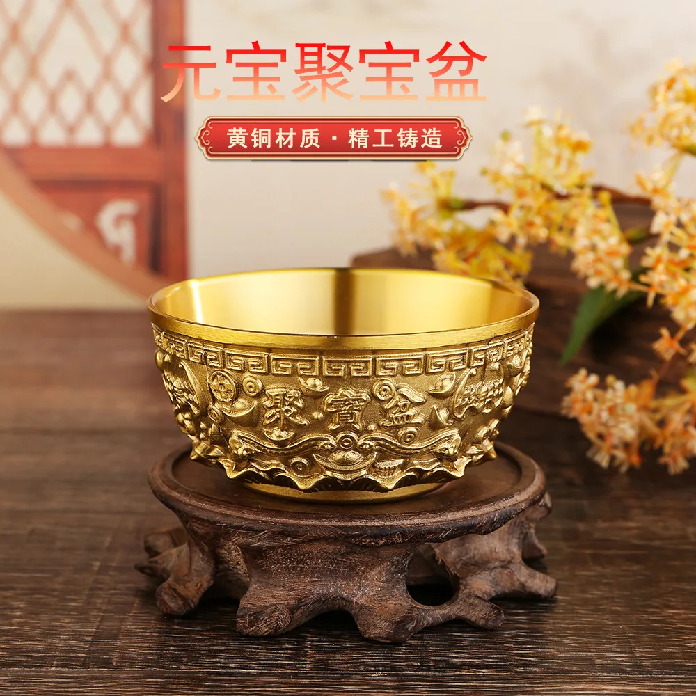 

Yan Xuan Pure Brass Yuanbao Jubao Pot, Household Rice Jar, Metal Bowl, Office Desktop Decoration Crafts, Copper Pendant