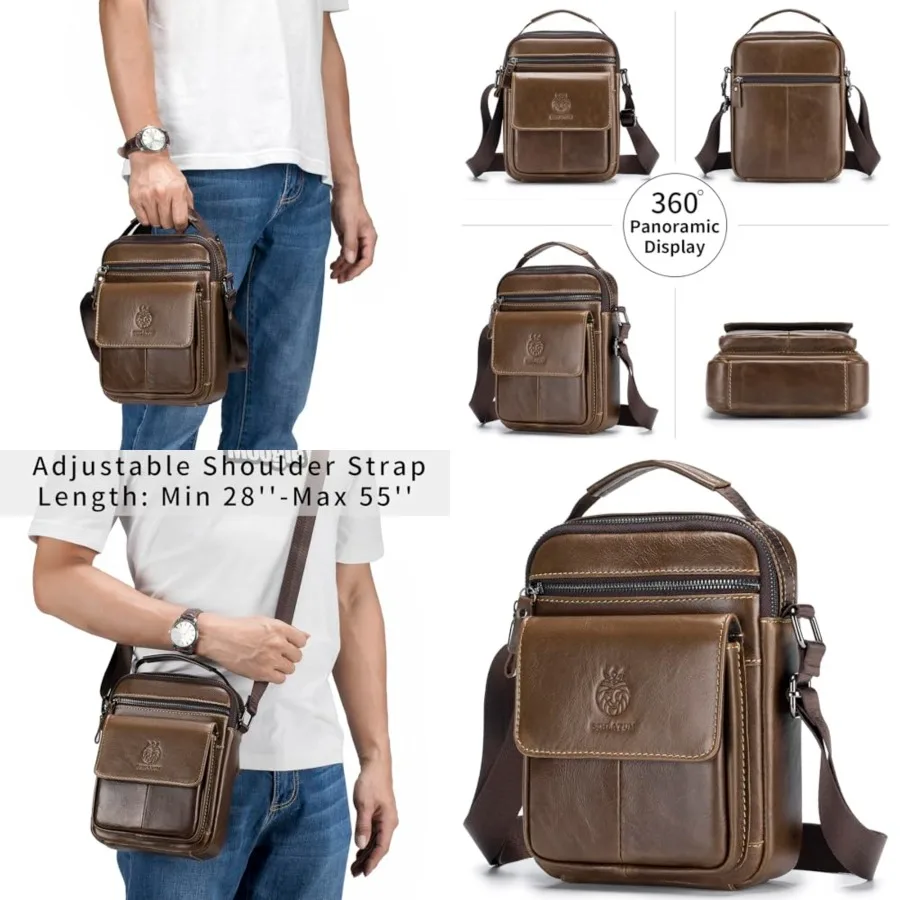 

Small Leather Messenger Bag for Men, Man Bag Crossbody, Men's Shoulder Bags Leather Man Purse Handbag