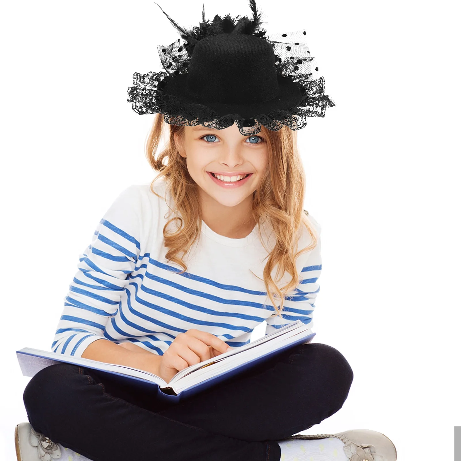

Small Hats Black Color Performance Headgear Fashionable Hair Accessories Tiny Fascinator Women Stage Party Use Tea Party