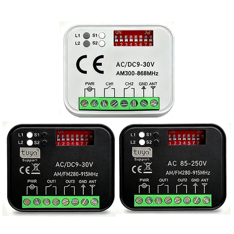 RX-MULTI 300-868 ميجا هرتز تويا واي فاي مفتاح الحياة الذكية التتابع باب المرآب التحكم عن بعد استقبال 433 ميجا هرتز 868 ميجا هرتز 9-30 فولت 85-250 فولت تحكم