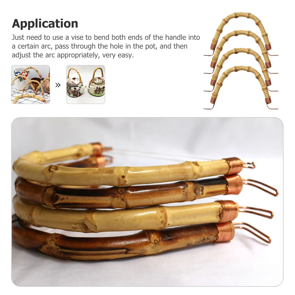

4pcs Rattan Teapot Handles Replacement Kettle Grip Copper Material Compact Install Easy Ceramic Pot Accessory Decorative