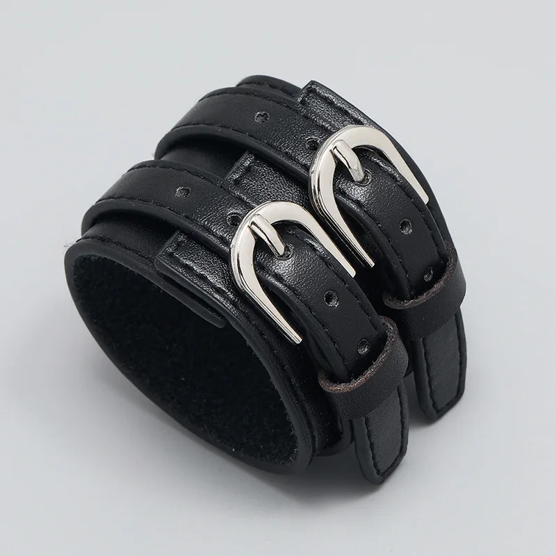 Vintage Irregular Men Genuine Leather Bracelets Wide Brown Cuff Wrap Bracelets;Bangles Punk Wristband Women Men Jewelry