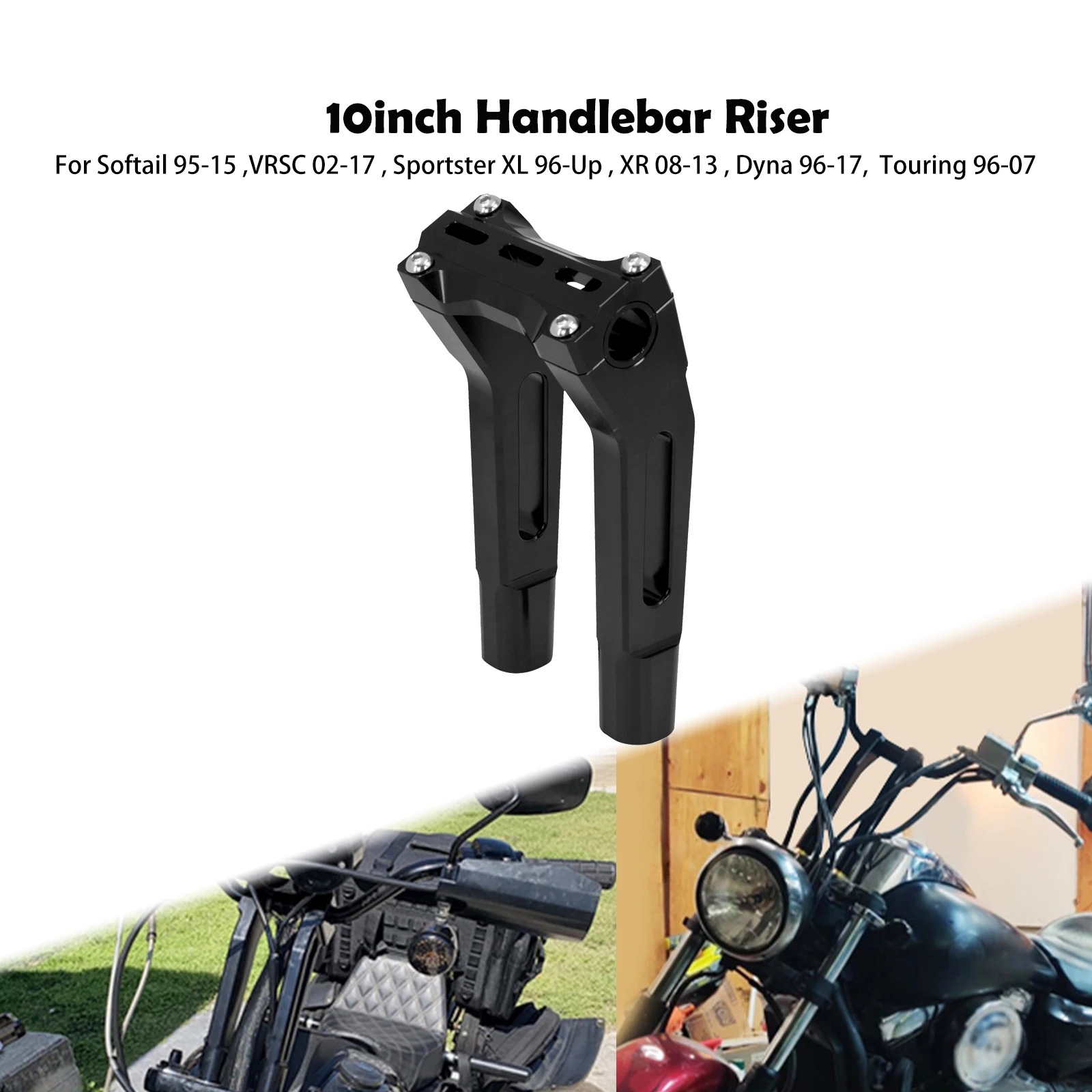 

Motorcycle 10'' Handlebar Risers Clamp For Harley Sportster XL Iron 883 1200 Forty Eight 72 XR Touring Street Glide Dyna Softail