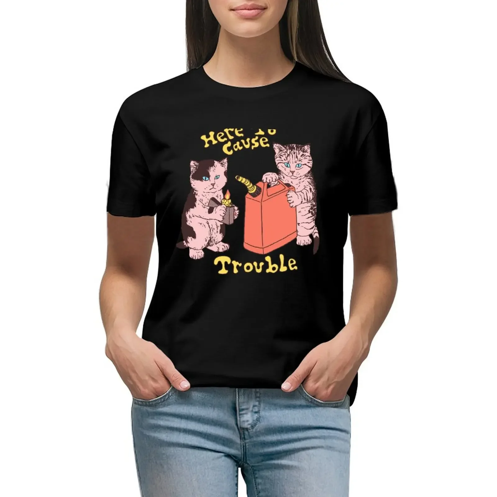 Here To Cause Trouble (Dark Shirt Variant) T-Shirt hippie clothes cute clothes customs kawaii clothes Woman clothing