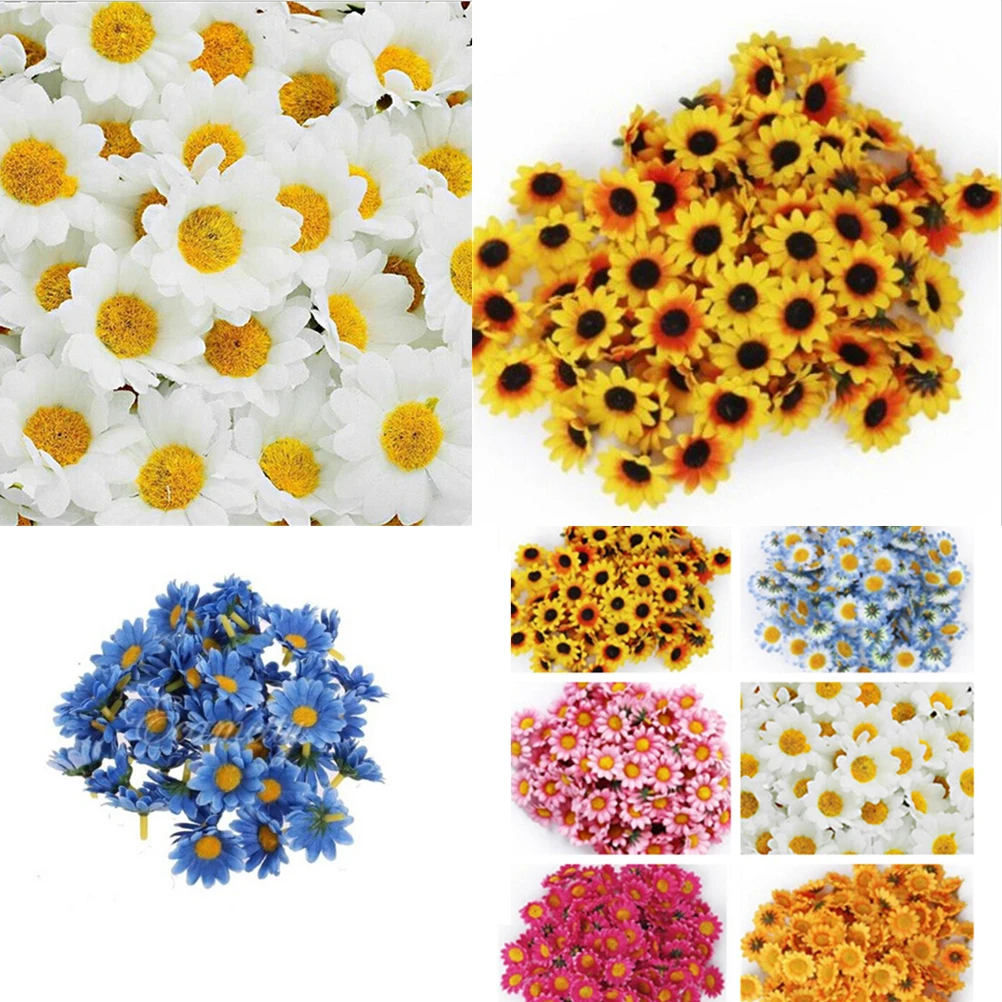 

100Pcs Simulation Sunflower Artificial Simulation Small Sunflower Artificial Flower Wedding Decoration DIY Photography Tools