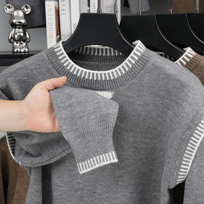 Herren Herbst-Trend Strickpullover, Rundhals, bestickter Marken-Warmpullover, trendiger, lässiger, neuer, hochwertiger Herrenbekleidungs-Oberteil – Detail 7