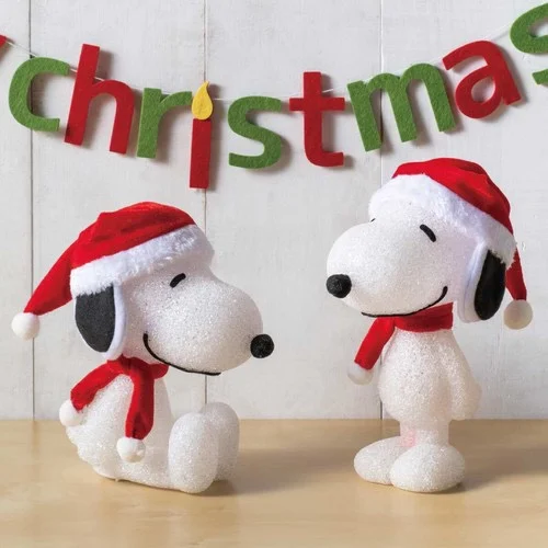 

23Cm Snoopy Peanuts Cute Cartoon Christmas Standing Ornaments Luminous Holiday Atmosphere Kawaii Anime Plush Toy for Girl Gift