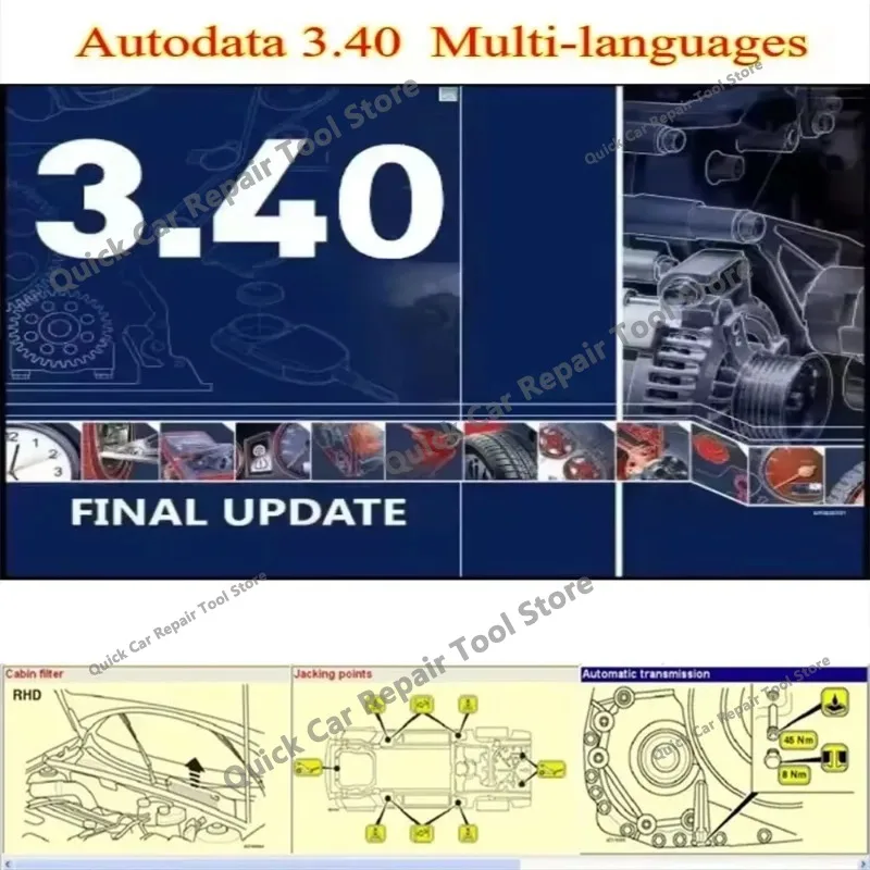 New AutoData 3.40 OBD2 Scanner Auto Repair Software Guide Version Automotive Multi-languages English/Spanish/Portuguese/Croatian