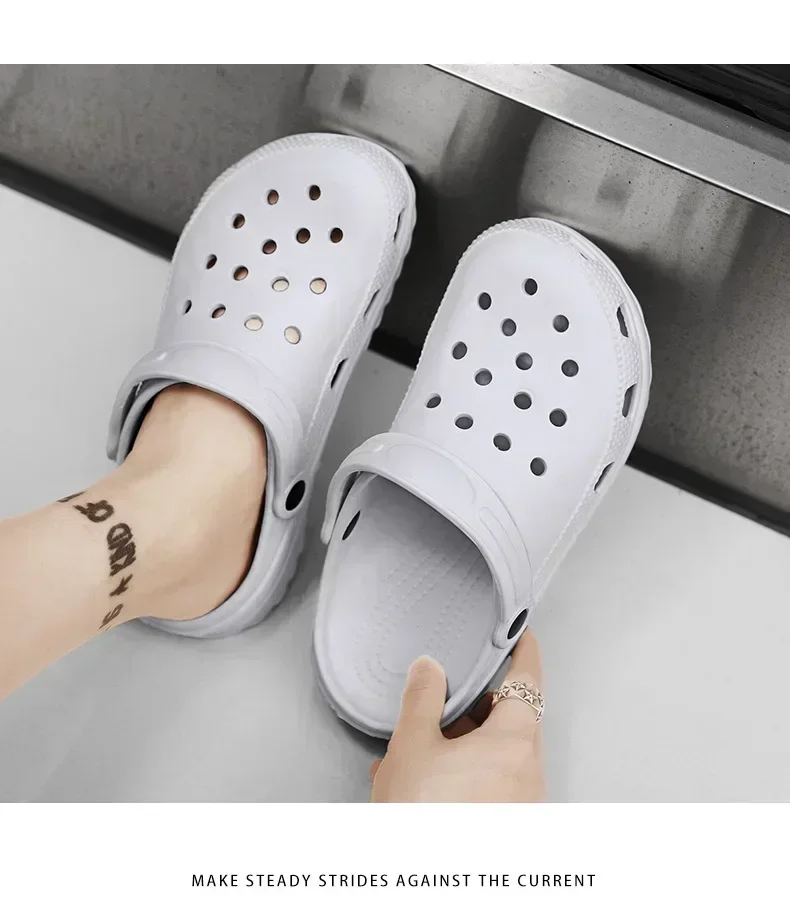 2026 Damen- und Herren-Lochschuhe, Sommer-Rutschfeste Outdoor-Sandalen, Geschlossene Zehen, Superweiche Beach-Slipper mit Dicker und Weicher Sohle – Detail 17