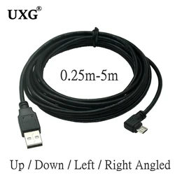 Up Down Left Right Angled 90 Degree USB Micro USB Male to USB male Data Charge connector Cable 25cm 50cm for Tablet 5ft 1m 3M 5M