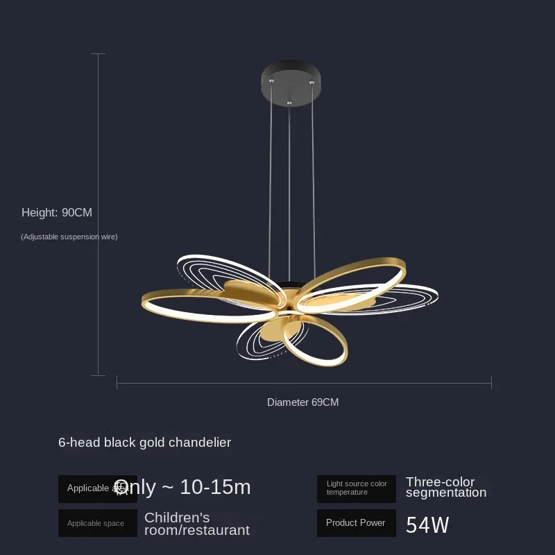 Modern light luxury chandelier, acrylic wing petal lamp, eye protection children's large room 15 square meter bedroom lamp