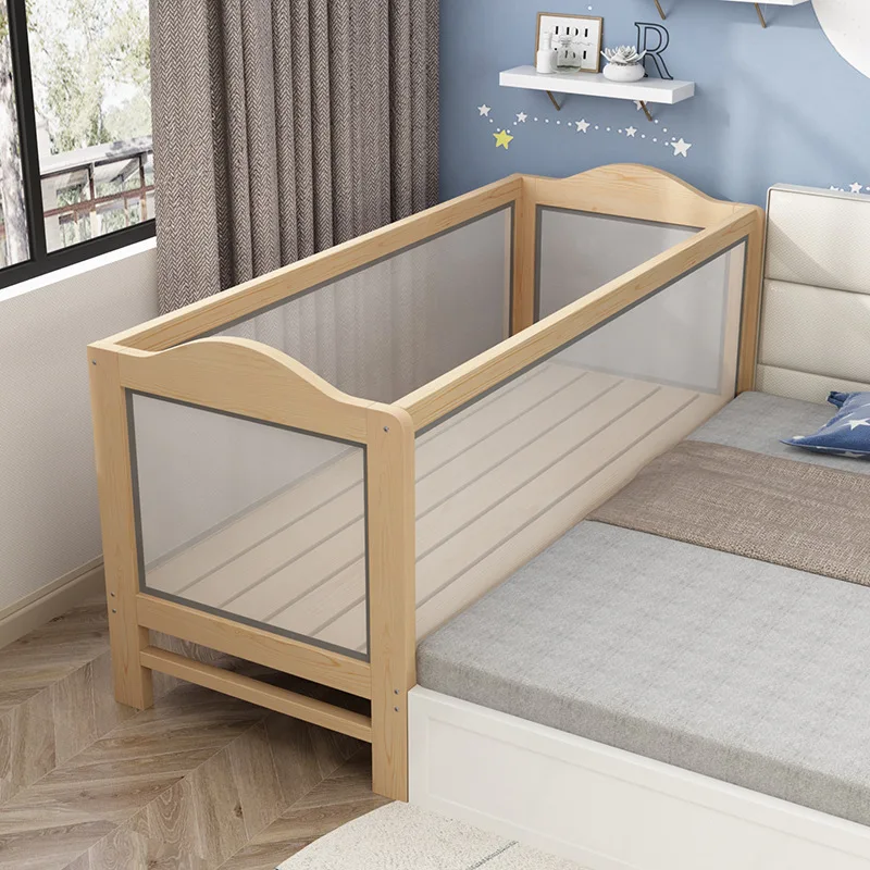 Spliced bed solid wood children's bed with guardrail baby widened bed Yanbian big bed children bedside bed crib