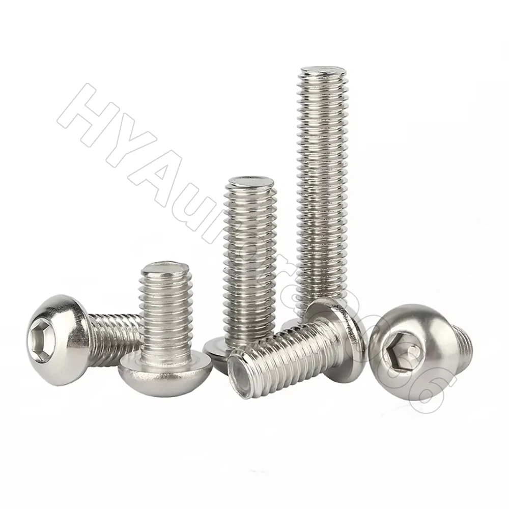 M3 M4 304 Stainless Steel A2-70 Hex Socket Button Head Screws, ISO7380 Standard, Length 3-140mm, Corrosion Resistance